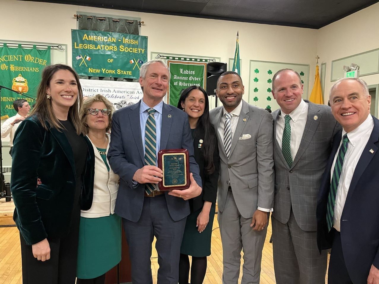 New York State Sen. Sean Ryan poses with New York State Sens. Michelle Hinchey, Shelley Mayer, Jessica Scarcella-Spanton, Jamaal Bailey and Tim Kennedy, as well as New York State Comptroller Thomas DiNapoli. (Submitted)